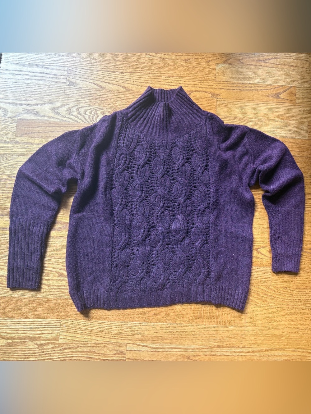 White House Black Market Deep Purple Cable Knit Sweater Large